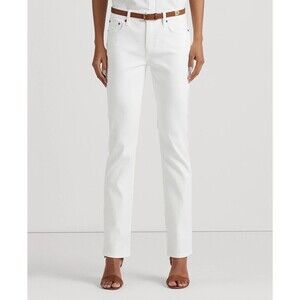NWT $89.50 Lauren Ralph Lauren White Classic Straight Stretch Jeans Women Sz. 14